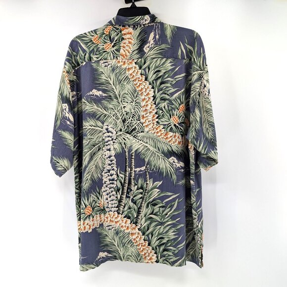 TOMMY BAHAMA Shirt Men's L Multicolor Floral Palm Tree Silk Hawaiian Loop Collar - Picture 6 of 15